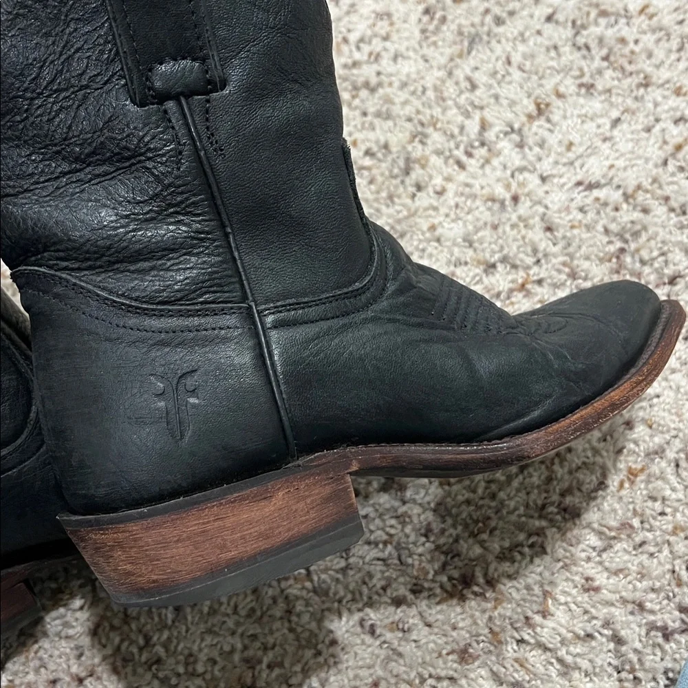 Frye Black Leather Ankle Cowboy Boots - Picture 6 of 10